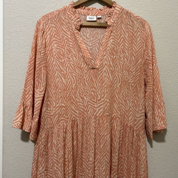 Saint Tropez EdaSz Swim Coverup Dress Small Orange Peach - Picture 5 of 15